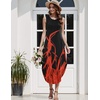 Zeagoo Women Floral Summer Casual Beach Printed Tank Dress with Pockets Pleated Front Long Dress(Red Fire Print)