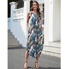 Zeagoo Women Floral Summer Casual Beach Printed Tank Dress with Pockets Pleated Front Long Dress(Tropical Leaf)