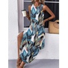 Zeagoo Women Floral Summer Casual Beach Printed Tank Dress with Pockets Pleated Front Long Dress(Tropical Leaf)