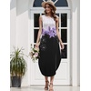 Zeagoo Women Floral Summer Casual Beach Printed Tank Dress with Pockets Pleated Front Long Dress(White+purple Print)