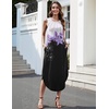 Zeagoo Women Floral Summer Casual Beach Printed Tank Dress with Pockets Pleated Front Long Dress(White+purple Print)