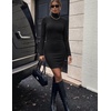 Zeagoo Women Long Sleeve Dress Sweater Dress Turtleneck Ribbed Fall Dresses(01-black)
