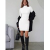 Zeagoo Women Long Sleeve Dress Sweater Dress Turtleneck Ribbed Fall Dresses(02-white)