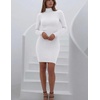 Zeagoo Women Long Sleeve Dress Sweater Dress Turtleneck Ribbed Fall Dresses(02-white)