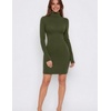 Zeagoo Women Long Sleeve Dress Sweater Dress Turtleneck Ribbed Fall Dresses(Army Green)