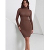 Zeagoo Women Long Sleeve Dress Sweater Dress Turtleneck Ribbed Fall Dresses(Brown)