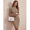 Zeagoo Women Long Sleeve Dress Sweater Dress Turtleneck Ribbed Fall Dresses(Khaki)