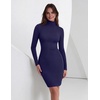 Zeagoo Women Long Sleeve Dress Sweater Dress Turtleneck Ribbed Fall Dresses(Navy Blue)