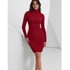 Zeagoo Women Long Sleeve Dress Sweater Dress Turtleneck Ribbed Fall Dresses(Red)