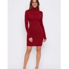 Zeagoo Women Long Sleeve Dress Sweater Dress Turtleneck Ribbed Fall Dresses(Red)