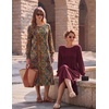Zeagoo Women Long Sleeve Fall Dress Casual A Line Dresses 2026 Midi Flare Dress(Burgundy)
