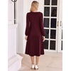 Zeagoo Women Long Sleeve Fall Dress Casual A Line Dresses 2026 Midi Flare Dress(Burgundy)