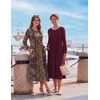 Zeagoo Women Long Sleeve Fall Dress Casual A Line Dresses 2026 Midi Flare Dress(Burgundy)