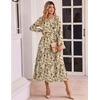 Zeagoo Women Long Sleeve Fall Dress Casual A Line Dresses 2026 Midi Flare Dress(Khaki Floral)