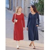 Zeagoo Women Long Sleeve Fall Dress Casual A Line Dresses 2026 Midi Flare Dress(Navy Blue)