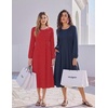 Zeagoo Women Long Sleeve Fall Dress Casual A Line Dresses 2026 Midi Flare Dress(Navy Blue)