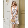 Zeagoo Women Summer Casual Dresses 2026 Sleeveless Midi Pleated Tank Sundress with Pockets V Neck A Line Swing Tshirt Dress(Apricot Floral)
