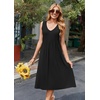 Zeagoo Women Summer Casual Dresses 2026 Sleeveless Midi Pleated Tank Sundress with Pockets V Neck A Line Swing Tshirt Dress(Black)