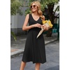 Zeagoo Women Summer Casual Dresses 2026 Sleeveless Midi Pleated Tank Sundress with Pockets V Neck A Line Swing Tshirt Dress(Black)
