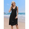 Zeagoo Women Summer Casual Dresses 2026 Sleeveless Midi Pleated Tank Sundress with Pockets V Neck A Line Swing Tshirt Dress(Black)