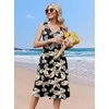 Zeagoo Women Summer Casual Dresses 2026 Sleeveless Midi Pleated Tank Sundress with Pockets V Neck A Line Swing Tshirt Dress(Black Khaki)