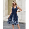 Zeagoo Women Summer Casual Dresses 2026 Sleeveless Midi Pleated Tank Sundress with Pockets V Neck A Line Swing Tshirt Dress(Blue Flowers)