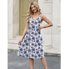Zeagoo Women Summer Casual Dresses 2026 Sleeveless Midi Pleated Tank Sundress with Pockets V Neck A Line Swing Tshirt Dress(Blue White)