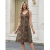 Zeagoo Women Summer Casual Dresses 2026 Sleeveless Midi Pleated Tank Sundress with Pockets V Neck A Line Swing Tshirt Dress(Ethnic)