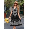 Zeagoo Women Summer Casual Dresses 2026 Sleeveless Midi Pleated Tank Sundress with Pockets V Neck A Line Swing Tshirt Dress(Ethnic Black White)