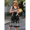Zeagoo Women Summer Casual Dresses 2026 Sleeveless Midi Pleated Tank Sundress with Pockets V Neck A Line Swing Tshirt Dress(Ethnic Black White)