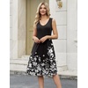 Zeagoo Women Summer Casual Dresses 2026 Sleeveless Midi Pleated Tank Sundress with Pockets V Neck A Line Swing Tshirt Dress(Floral Black)