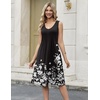 Zeagoo Women Summer Casual Dresses 2026 Sleeveless Midi Pleated Tank Sundress with Pockets V Neck A Line Swing Tshirt Dress(Floral Black)