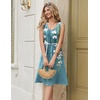 Zeagoo Women Summer Casual Dresses 2026 Sleeveless Midi Pleated Tank Sundress with Pockets V Neck A Line Swing Tshirt Dress(Gradient Plants)