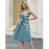 Zeagoo Women Summer Casual Dresses 2026 Sleeveless Midi Pleated Tank Sundress with Pockets V Neck A Line Swing Tshirt Dress(Gradient Plants)