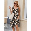 Zeagoo Women Summer Casual Dresses 2026 Sleeveless Midi Pleated Tank Sundress with Pockets V Neck A Line Swing Tshirt Dress(Leaves Black)
