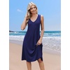 Zeagoo Women Summer Casual Dresses 2026 Sleeveless Midi Pleated Tank Sundress with Pockets V Neck A Line Swing Tshirt Dress(Navy Blue)