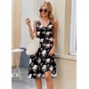 Zeagoo Women Summer Casual Dresses 2026 Sleeveless Midi Pleated Tank Sundress with Pockets V Neck A Line Swing Tshirt Dress(Pink Floral)