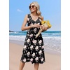 Zeagoo Women Summer Casual Dresses 2026 Sleeveless Midi Pleated Tank Sundress with Pockets V Neck A Line Swing Tshirt Dress(Pink Floral)