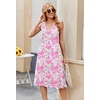 Zeagoo Women Summer Casual Dresses 2026 Sleeveless Midi Pleated Tank Sundress with Pockets V Neck A Line Swing Tshirt Dress(Pink Print)