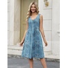 Zeagoo Women Summer Casual Dresses 2026 Sleeveless Midi Pleated Tank Sundress with Pockets V Neck A Line Swing Tshirt Dress(Plant Blue)