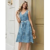 Zeagoo Women Summer Casual Dresses 2026 Sleeveless Midi Pleated Tank Sundress with Pockets V Neck A Line Swing Tshirt Dress(Plant Blue)