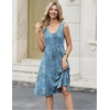 Zeagoo Women Summer Casual Dresses 2026 Sleeveless Midi Pleated Tank Sundress with Pockets V Neck A Line Swing Tshirt Dress(Plant Blue)