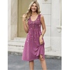 Zeagoo Women Summer Casual Dresses 2026 Sleeveless Midi Pleated Tank Sundress with Pockets V Neck A Line Swing Tshirt Dress(Purple Flowers)