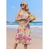 Zeagoo Women Summer Casual Dresses 2026 Sleeveless Midi Pleated Tank Sundress with Pockets V Neck A Line Swing Tshirt Dress(Purple Green)