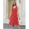 Zeagoo Women Summer Casual Dresses 2026 Sleeveless Midi Pleated Tank Sundress with Pockets V Neck A Line Swing Tshirt Dress(Red White Floral)