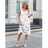 Zeagoo Women Summer Casual Dresses 2026 Sleeveless Midi Pleated Tank Sundress with Pockets V Neck A Line Swing Tshirt Dress(White Blue)