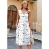 Zeagoo Women Summer Casual Dresses 2026 Sleeveless Midi Pleated Tank Sundress with Pockets V Neck A Line Swing Tshirt Dress(White Blue)