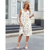 Zeagoo Women Summer Casual Dresses 2026 Sleeveless Midi Pleated Tank Sundress with Pockets V Neck A Line Swing Tshirt Dress(White Floral)