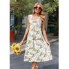 Zeagoo Women Summer Casual Dresses 2026 Sleeveless Midi Pleated Tank Sundress with Pockets V Neck A Line Swing Tshirt Dress(White Green)