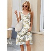 Zeagoo Women Summer Casual Dresses 2026 Sleeveless Midi Pleated Tank Sundress with Pockets V Neck A Line Swing Tshirt Dress(White Green)